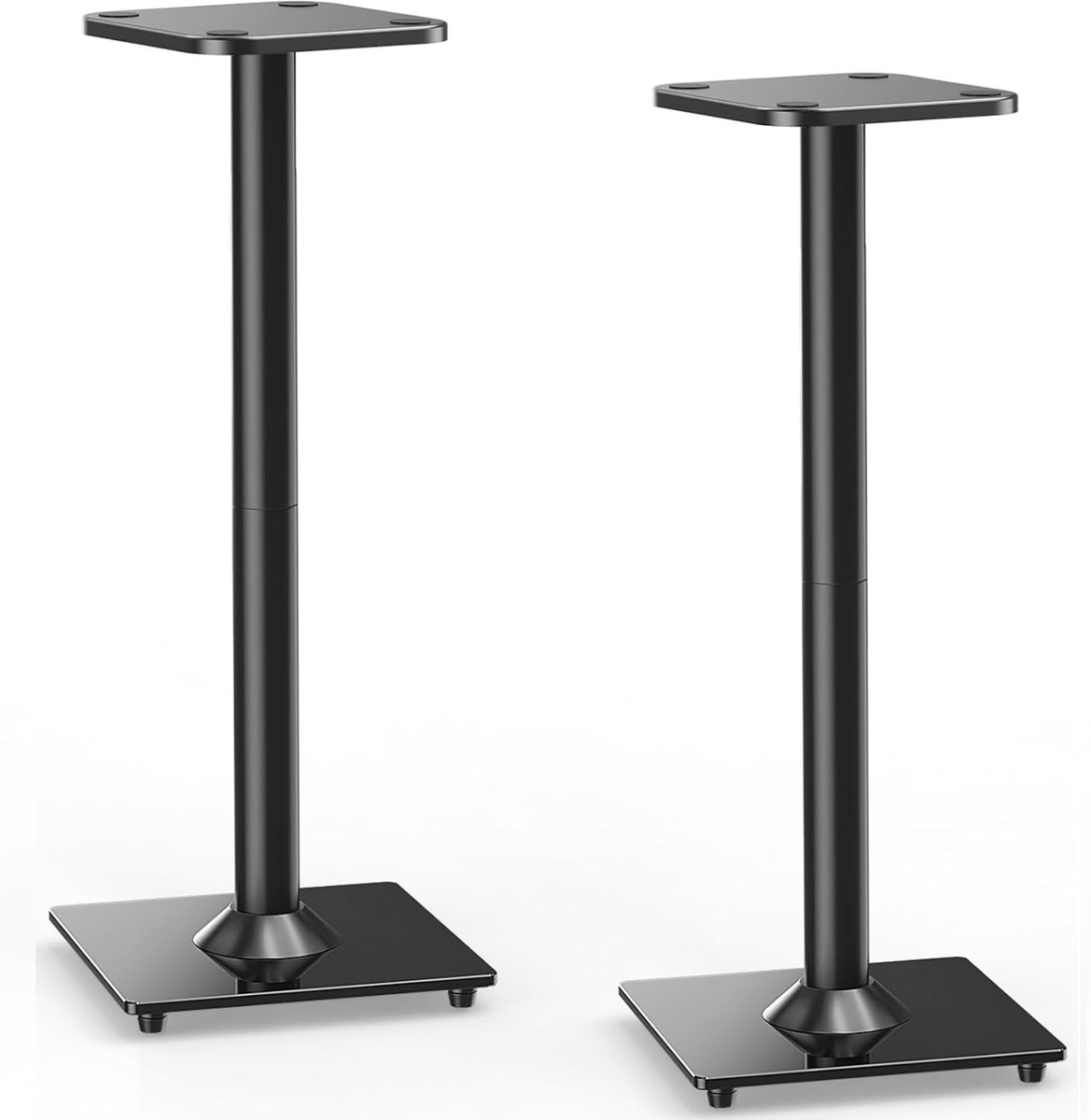Universele luidsprekerstandaard 808 mm hoogte met glazen voet voor satellietluidsprekers plankluidsprekers, geïntegreerd kabelmanagement voor Teufel JBL Sony etc. 10 kg draagvermogen, 1 paar