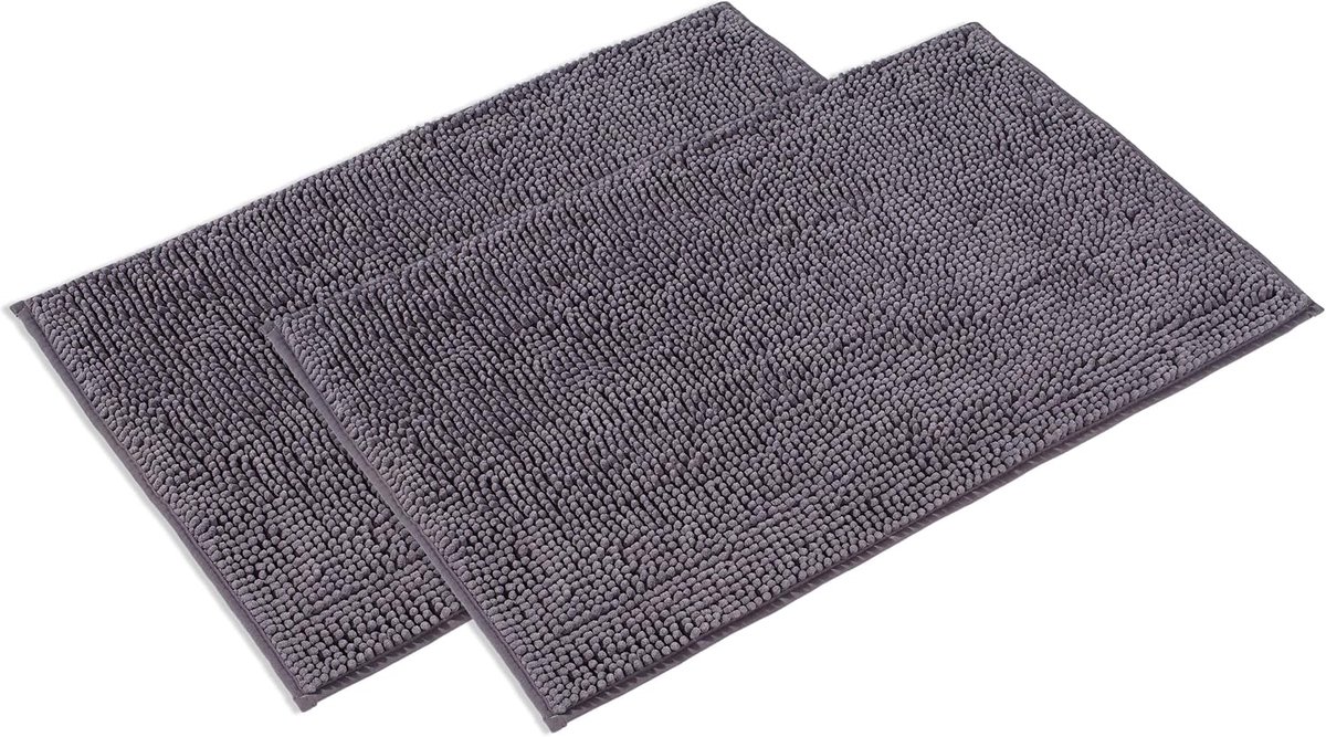 Badmatten, grijs, 50 x 80 cm, antislip en wasbaar, badmat, wc-mat