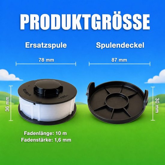 6 x vervanging voor grastrimmer + 1 spoelafdekking deksel deksel geschikt voor ALDI Gardenline elektrische trimmer GLR GLT 450 451 452 453 454 455 456 457 458 459 & GLR 450/1 tot 450/9 — afbeelding 5