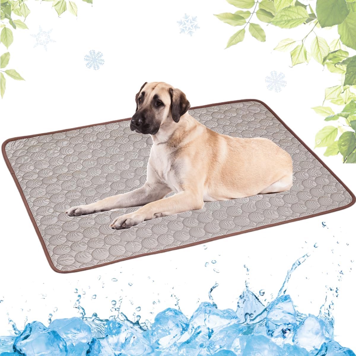 Koelmat voor Hond, Zelfkoel Hondenmat, Kat Koelmat, Niet-toxisch Huisdier Zelfkoelende Pad, Wasbaar Hondenkoelmat voor Honden en Katten in Hete Zomer Ontspannen(Koffie,100x150cm)
