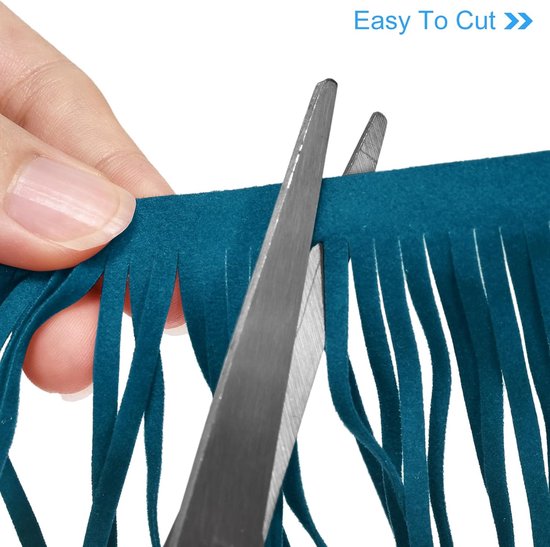 1 Iarda 10 cm franjes van PU-leer nappaleer afwerking dubbelzijdige naaien voor doe-het-zelf kleding handwerk decoratie rok, pauwblauw — afbeelding 3