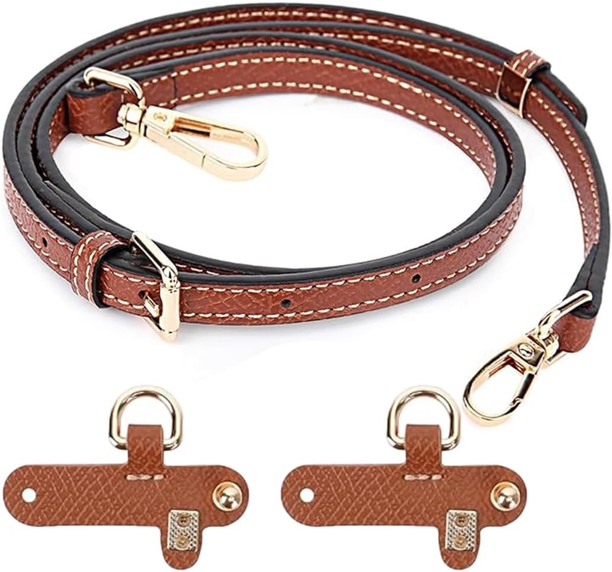 Schouderriem voor longcha tas voor dames, verstelbare schouderriem voor tassen, draagriem van geelbruin leer voor longcha mini-tasbandjes, verlenging (schouderbandbreedte 0,9 cm), Zwart