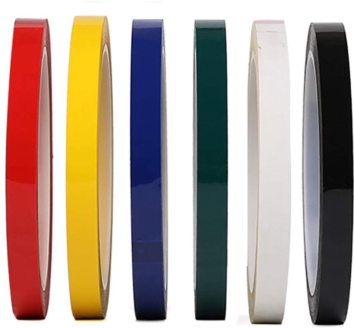 6 rollen grafische kunst, dunne tape, zelfklevende kunstenaarstape, raster, markeringstapes, whiteboard-griddingtape, droogwisband, 72 meter per rol (veelkleurig, breedte: 5 mm)