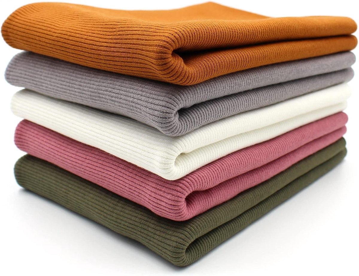 Stof set tubstof 95% katoen, 5% elastaan selectie jersey (RIB Bunt2, set van 5)