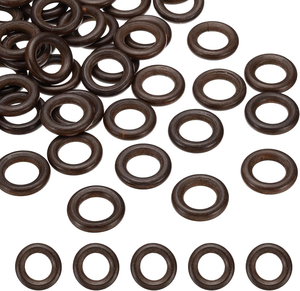 30 mm natuurlijke houten ringen, 50 stuks houten ring, ronde verbindingsringen, houten luscirkel voor ambachtelijke hanger, doe-het-zelf sieraden maken, macramé, donkerbruin