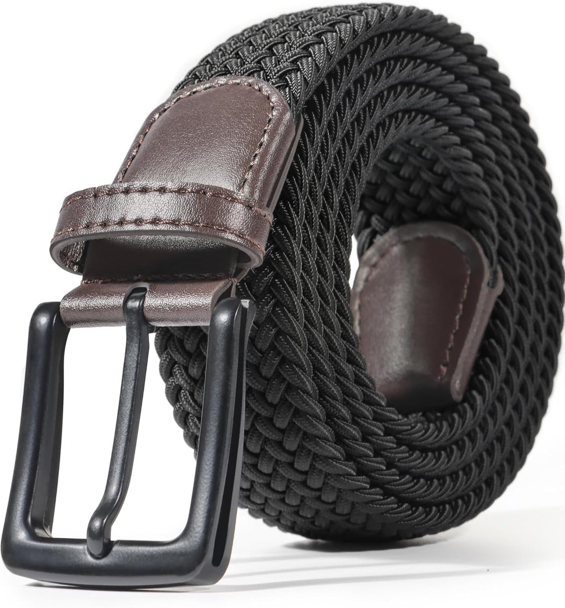 Riem voor heren, zonder gaten, traploos verstelbaar, elastische gevlochten stof, zwart, voor heren, de vrijetijdsjeans, zakelijke werkriem past overal mee naartoe