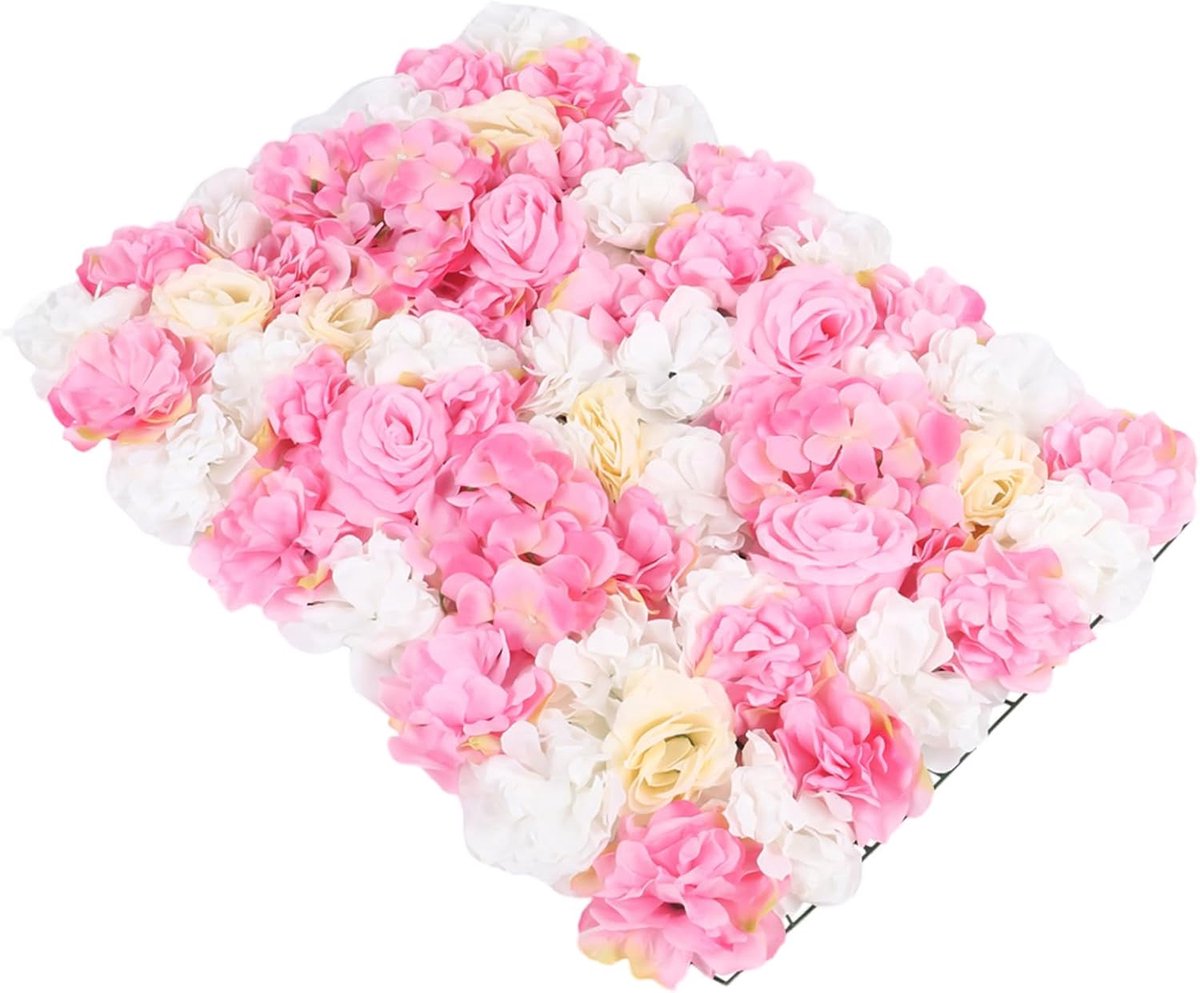 12 stuks bloemen wandpaneel bloemen achtergrond wandpaneel roze kunstrozen vierkante bloemenwand achtergrond kunstrozen bruiloft decoratie 60 x 40 cm