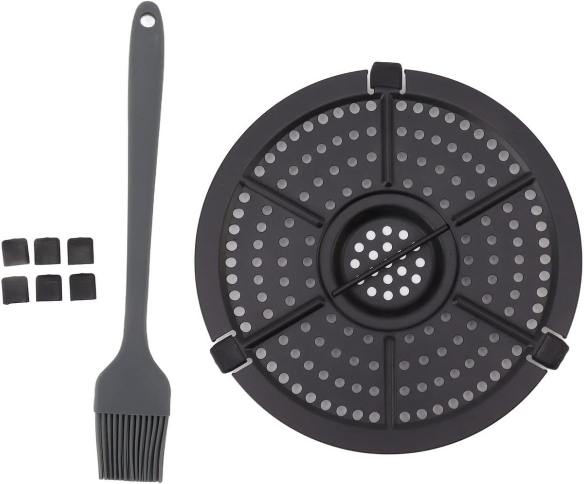 16cm Ronde Grillplaat Crisper Plate, Air Fryer Vervangende Grillpan, Air Fryer Grillplaat Non Stick RVS Friteuse Grill Pan Met Olieborstel Voor Keuken