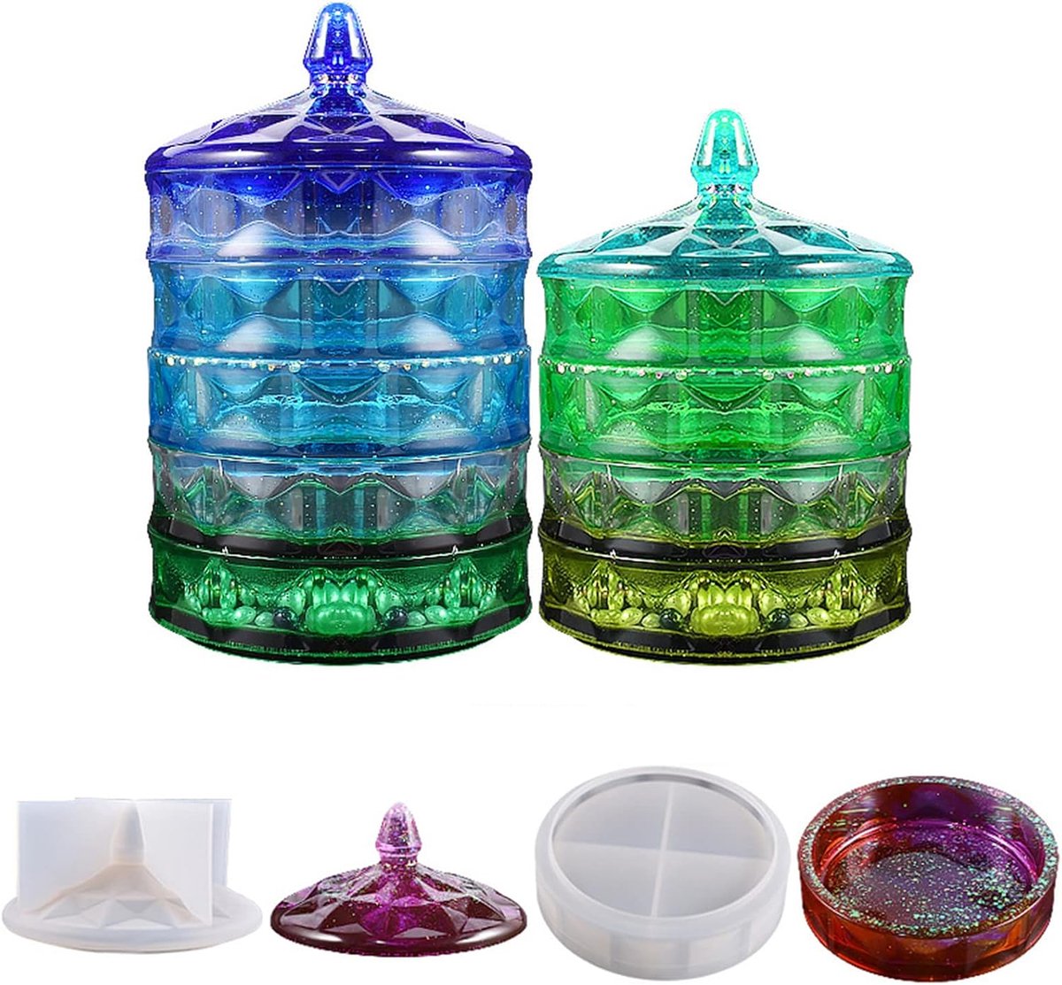 Set van 2 siliconen vormen, epoxyhars, epoxyhars vormdozen, voorraaddozen, giethars, gietvorm voor sieraden, snoep