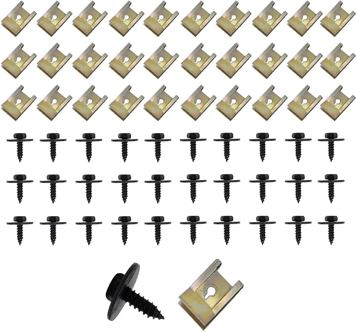 60 stuks clipmoersets, assortiment schroeven en klemmen, clipmoeren, schroef, bevestigingsclip, type U, voor auto's, bumpers