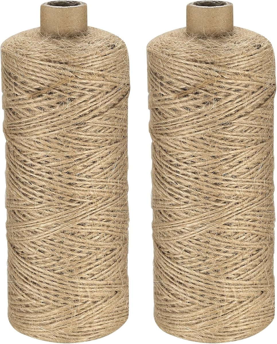 jute koord, 1 mm x 400 m jute touw, sisaltouw, tuinkoord, pakketkoord, henneptouw, knutselkoord, scheurvast voor doe-het-zelf knutselen, krabboom, kunstnijverheid, tuinieren, decoreren