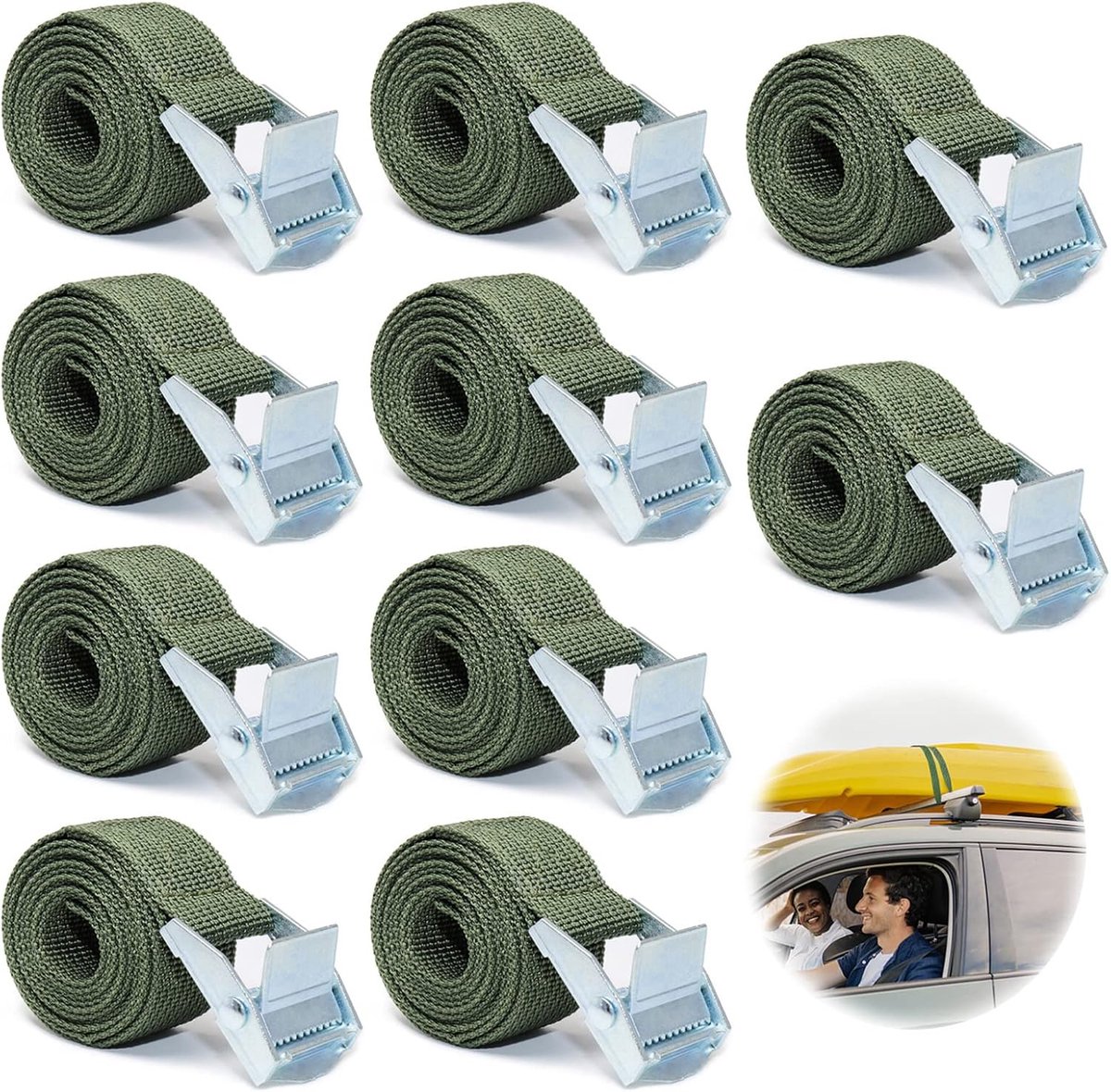 Spanbanden, korte spanband met klemsluiting, set van 1 m, 10 stuks, sjorbanden, bevestigingsriemen, verstelbaar, voor fiets, motorfiets, bagagepakket, 2,5 cm x 1 m
