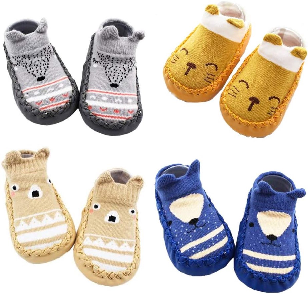 4 paar Baby Jongens Meisjes Binnen Pre-Walker Schoenen Slippers Anti-Slip Schoenen Sokken