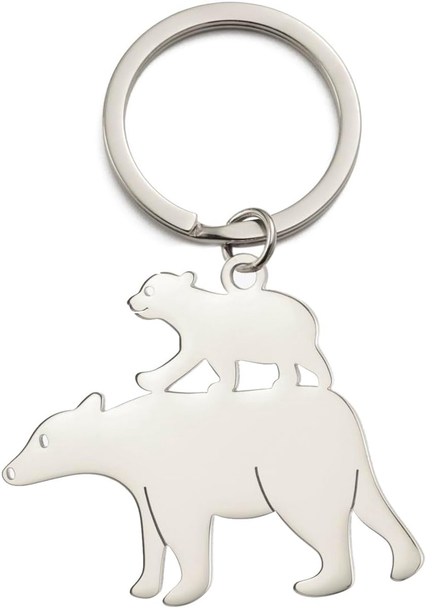 Pinguïn ijsbeer moeder kind oudersleutelhanger roestvrij staal, bedel, portemonnee, hanger, handtas, tas, decoratie