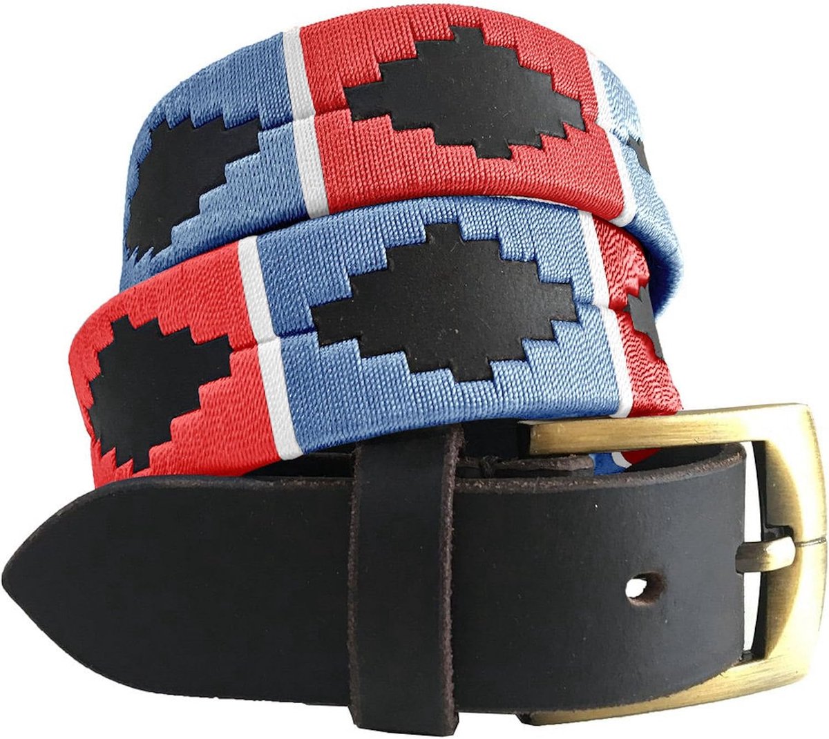 DIAZ Heren Dames Premium Unisex Bruin Leer Geborduurde Designer Polo Riem