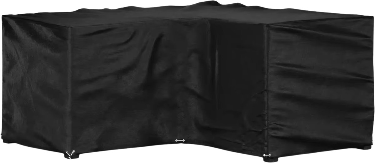 Tuinmeubelhoes L-Vormig 185x185x90 cm – Zware PE Beschermhoes met 12 Ringen