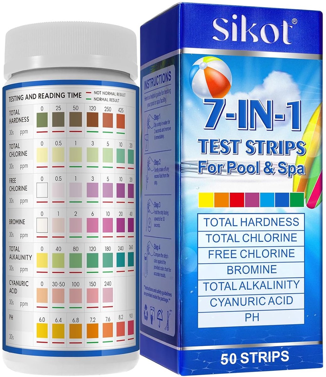 SnelShoppen - 7 in 1 Pool Water Test Strips - 150 Stuks - pH, Chloor, Alkaliteit, Hardheid, Bromine, Cyanurinezuur - Voor Zwembad en Spa Onderhoud