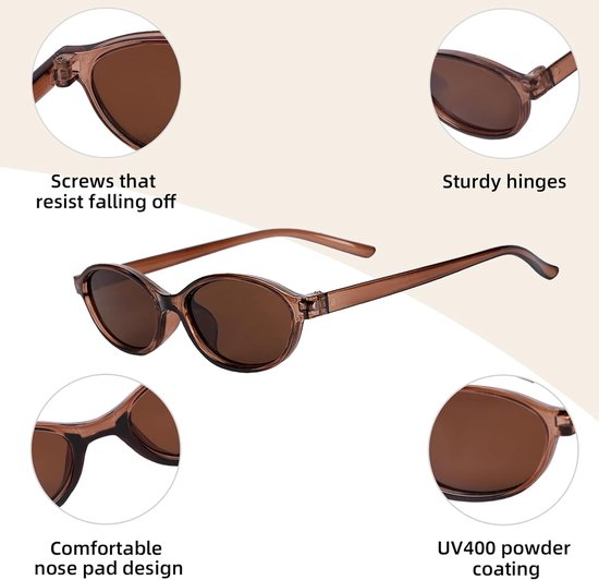 zonnebril, retro ovale zonnebril voor dames en heren, trendy zonnebril, klassieke ultralichte bescherming, voor camping, fotografie, outdoor, geschenken voor vrouwen — afbeelding 2