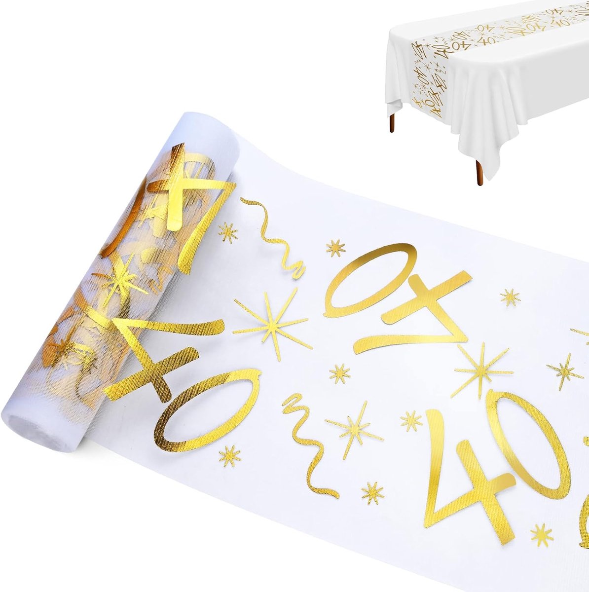 Tafelloper 18e verjaardag, tafeldecoratie verjaardag 28 cm x 10 m, tafelloper gouden rol, decoratie 18e verjaardag meisje jongen, tafellint tafelkleed verjaardag, 18e verjaardag feest (40)