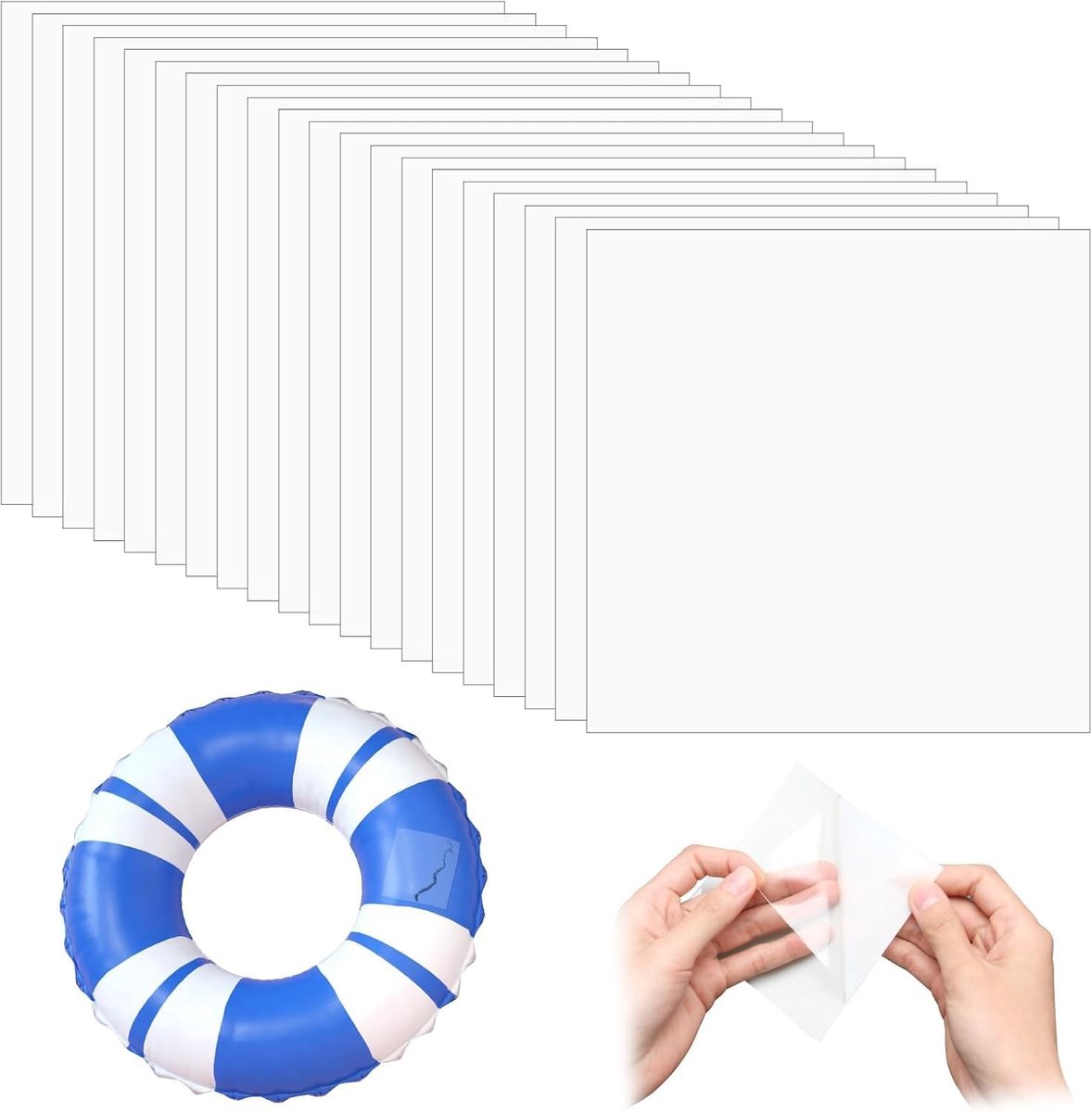 20 stuks zwembadreparatieset, waterdichte TPU transparante afdichtingstape, onderwater, flex-patchkit, luchtmatras, zelfklevende lijm voor zwembadfolie, rubberboot, zwemring, 8,8 cm x 8,8 cm