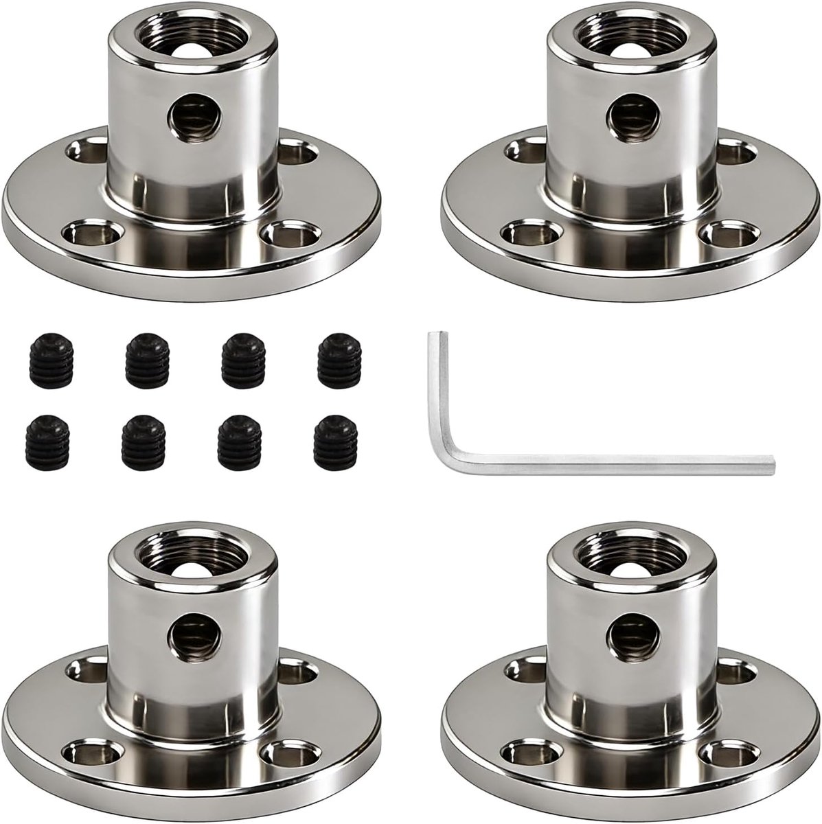 4 stuks 10 mm flenskoppelingskoppeling, 10 mm flenskoppeling | Asverbinding met 8 bevestigingsschroeven en M4 inbussleutel, asfittingen voor doe-het-zelf RC-motoren, askoppeling