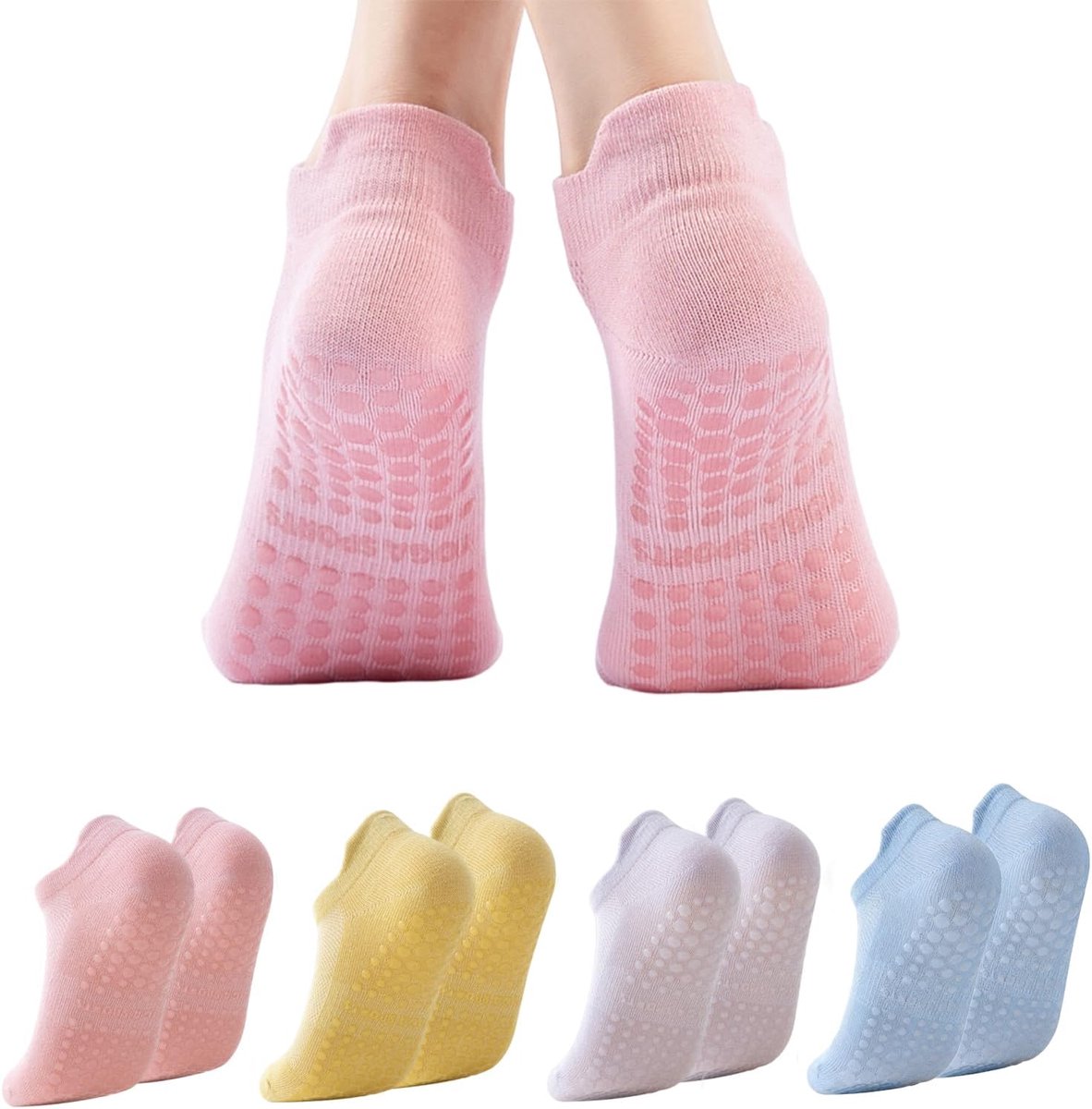 Sokken voor dames, yoga-grip, pilatessokken ter voorkoming van vallen, perfect voor trampolines, bars, balleten, vrouwen en meisjes, pilates en training thuis