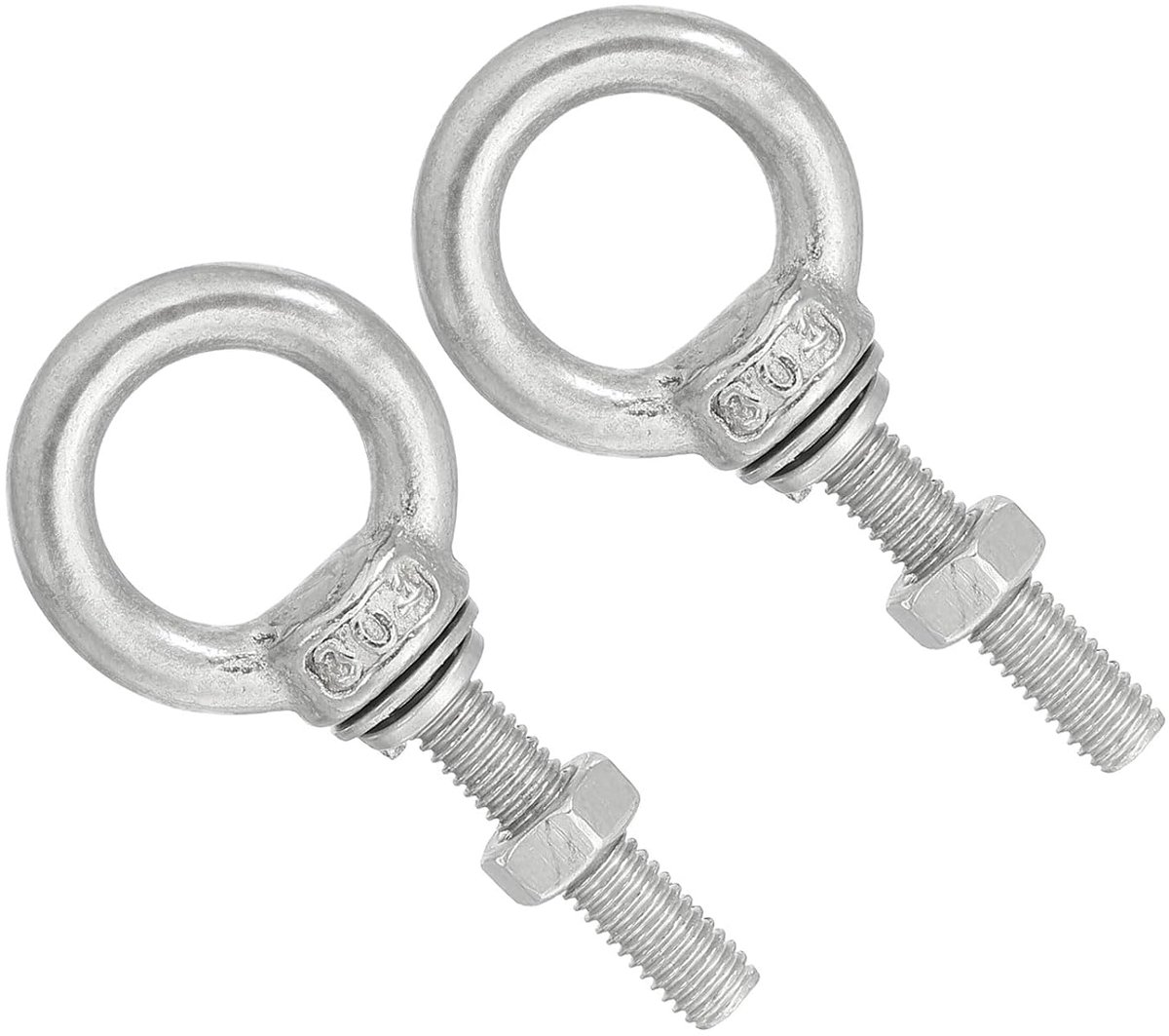 M5 3/16"x0,98" roestvrij staal oogschroeven schroefdraad oogbouten met moeren sluitringen om op te hangen, 2 sets