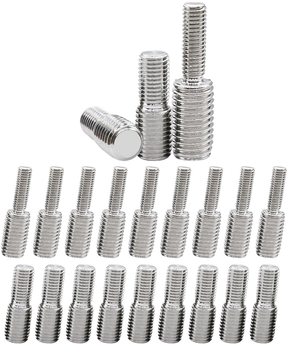eind schroefdraadbouten M6 x 20 mm tot M8 x 20 mm, 10 stuks en M6 x 10 mm tot M8 x 10 mm, 10 stuks, 304 roestvrij staal stabouten schroefdraadadapter m6 op m8 voor meubels hardware (zilver 1)