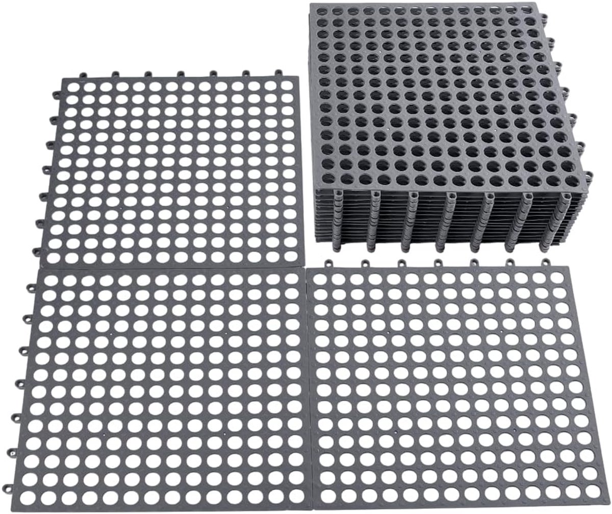 24 stuks antislip douche-vloermat, 31 x 31 cm, zacht PVC antislip douchemat drainage in elkaar grijpende vloertegels voor afvoer zwembad patio balkon kennel pluimvee vloerrooster grijs
