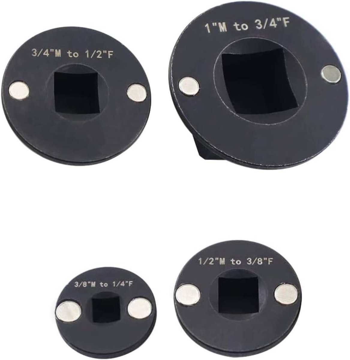 4 -stuk Laag Profiel Socket Adapterset, Aandrijfvermindering van Adapteraansluiting, Conversiekit voor Strakke Ruimtes, Cr Mo Staalconstructie, Roestvrije Coating, Labels van