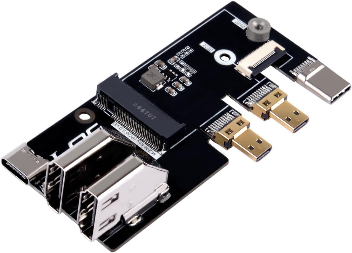 Micro HDMI naar HDMI Multifunctionele Adapter met PCIe 3.0x1 M.2 NVMe 2230/2242 voor Raspberry Pi 5
