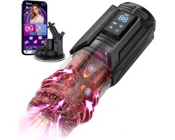 Vera Masturbator voor Man - Met App Control & AI Lover - Blowjob Simulator - Penispomp - 343 Verschillende Modi - Automatisch - USB-C Oplaadbaar - Pocket Pussy - Zwart