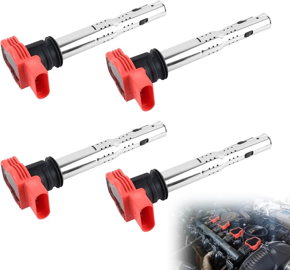 Set Of 4 Ignition Coils, Compatibel Met Audi A4 A5 R8 2.0T En VW Golf GTI MK6 2.0T EA888 Motor, Hoge Energie, Metalen Behuizing, Trillingsbestendig