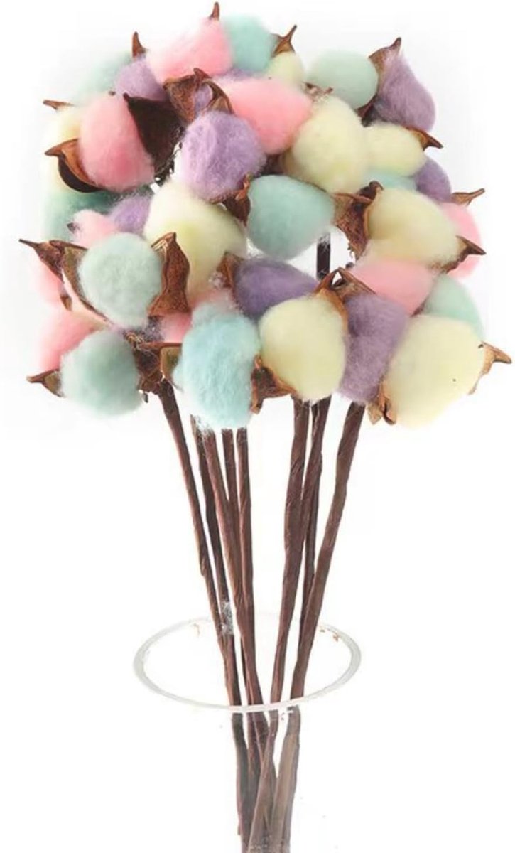 Gedroogde katoenen bloemen, stengel, katoen, bloemen, natuurlijke kunsttakken, katoen, kunstplanten, decoratie