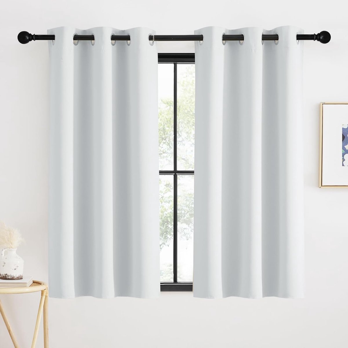 Panelen Verduisteringsgordijnen Gordijnen Warmte-en Koude-Isolerende Thermische,90B x 120H cm (2 Panelen),Grijswit