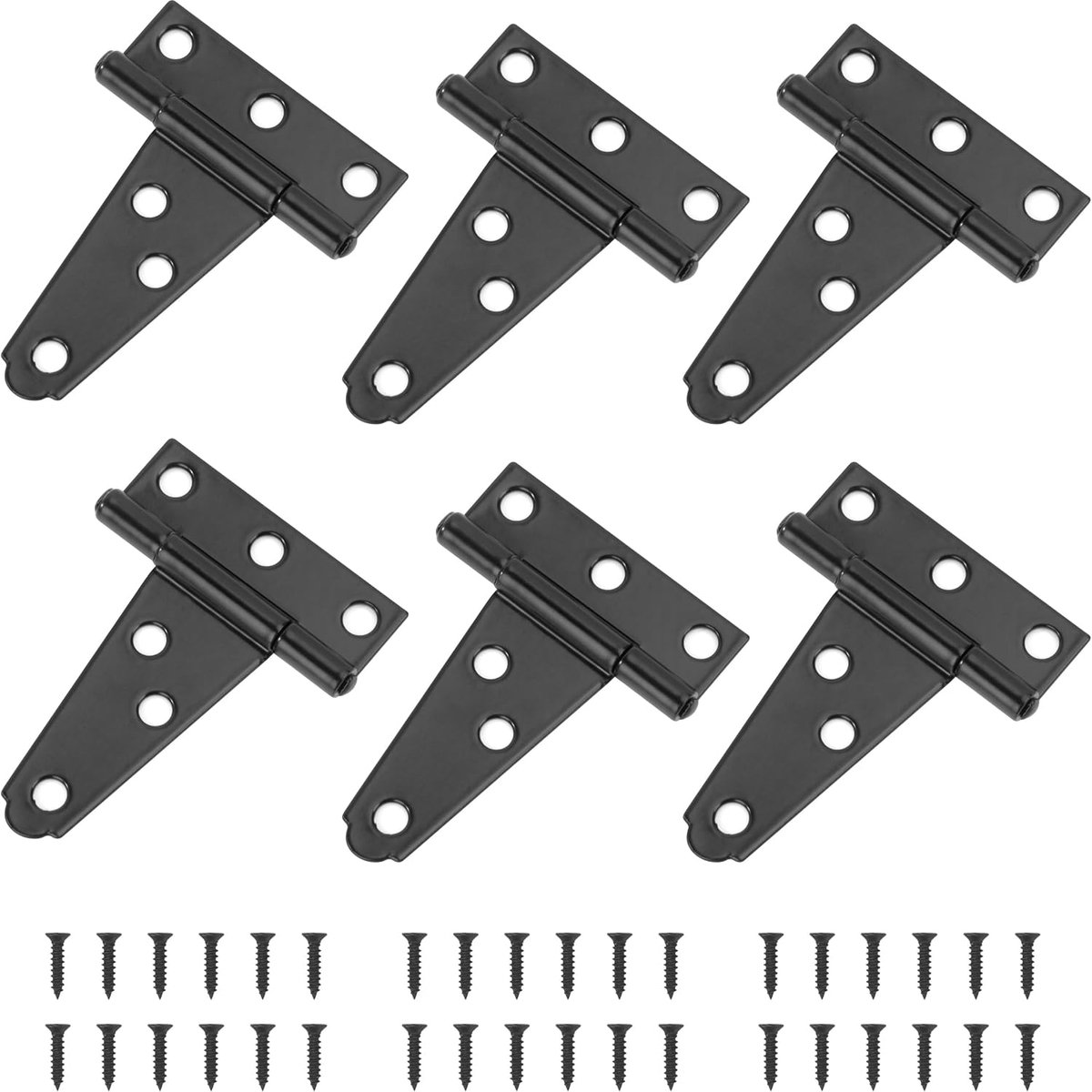 Scharnieren, 50 cm, scharnieren met T-riemen, roestvrij, robuust, met schroeven, voor tuin, ramen, hekken, schuren