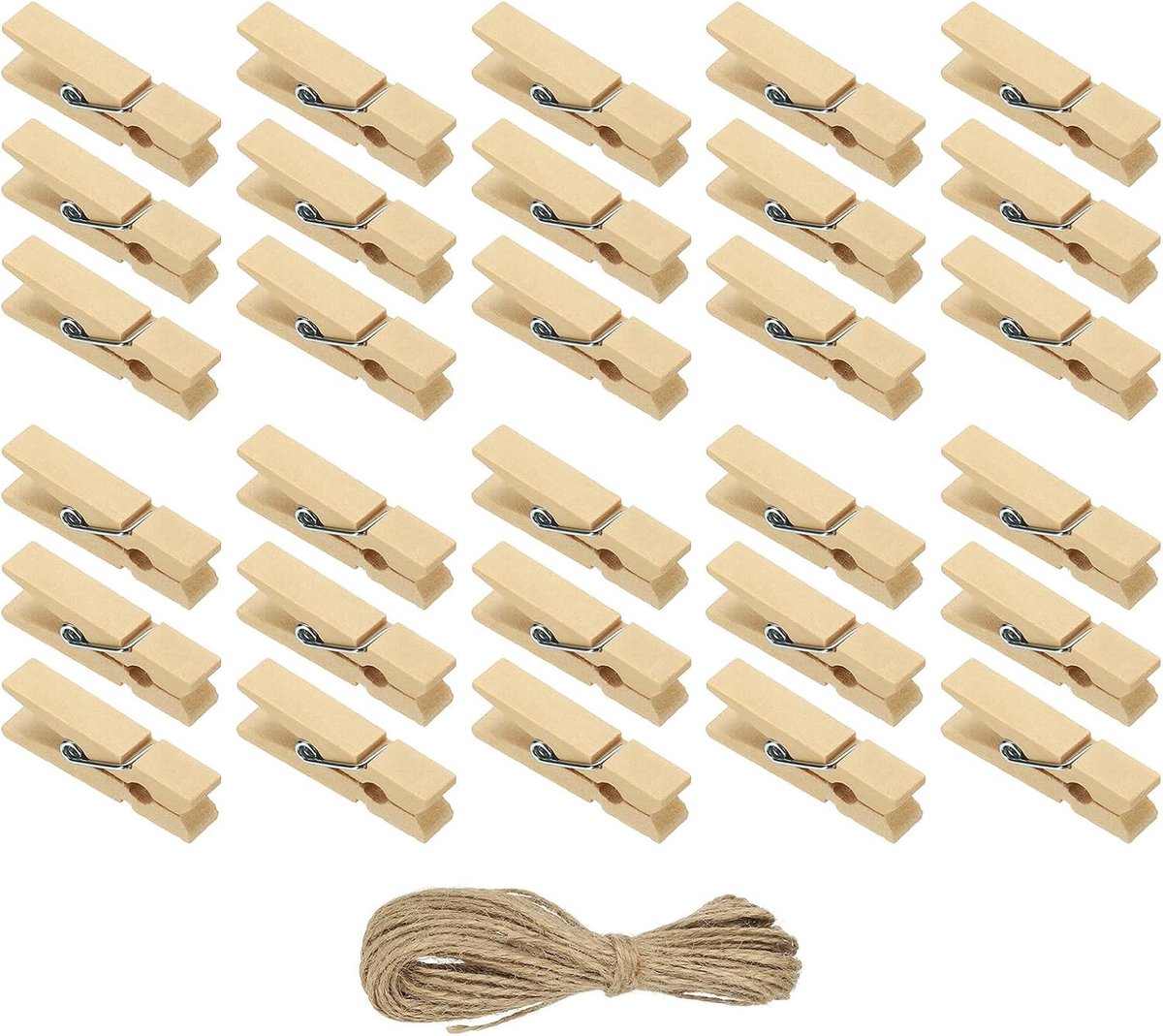 Wasknijpers, 3,5 cm, kleine knijpers, 50 stuks, kleurrijke houten knijpers met sterke grip, fotoclips voor het ophangen van foto's, kleding, decoratief knutselwerk, hout