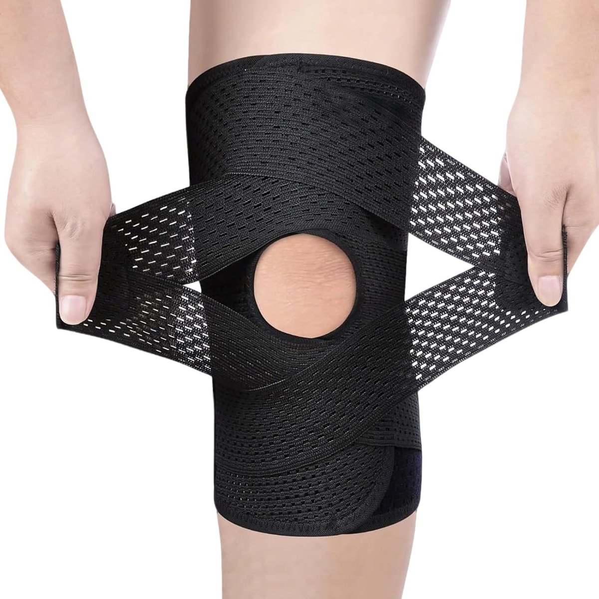 Verstelbare Kniebandage met Zijkant Stabilisatoren en Gelpad, Knieondersteuning voor Pijnverlichting en Stabiliteit, Voor Wandelen, Sport, Fitness & Dagelijks Gebruik, Unisex