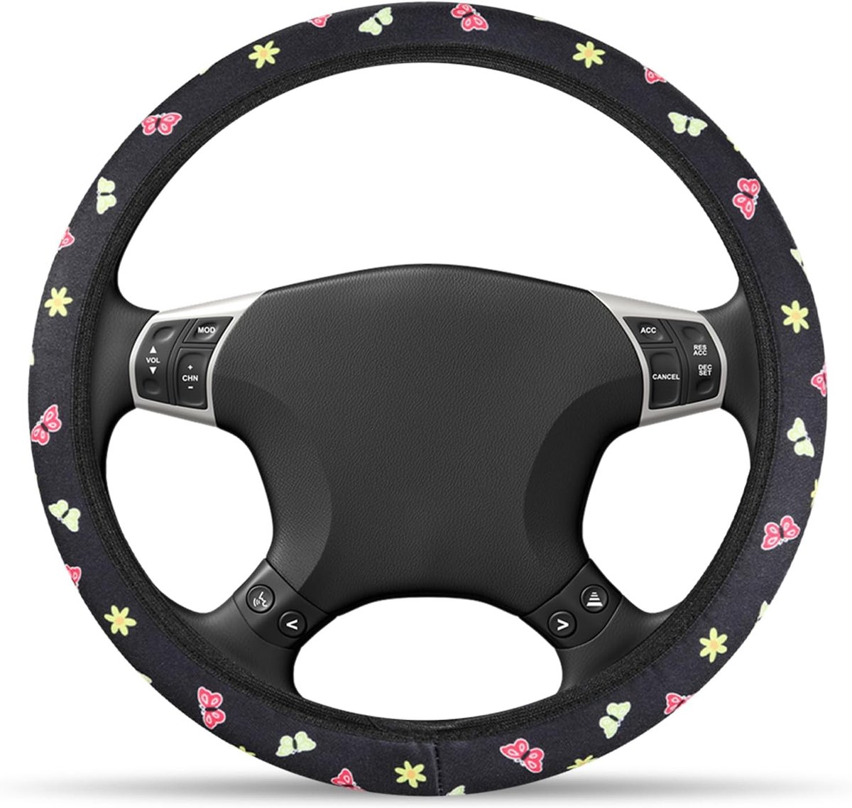 autostuurhoes van microvezel, elastisch, ademend en antislip, autoaccessoires, standaardmaat 38 cm (vlinder)