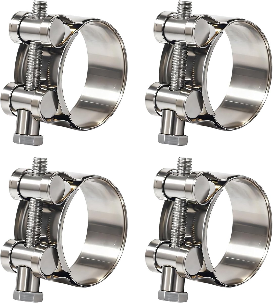 Klemmen, 36-39 mm, universele uitlaatklem voor auto's en motorfietsen, 304 roestvrij staal, mouwklemmen (4 stuks)