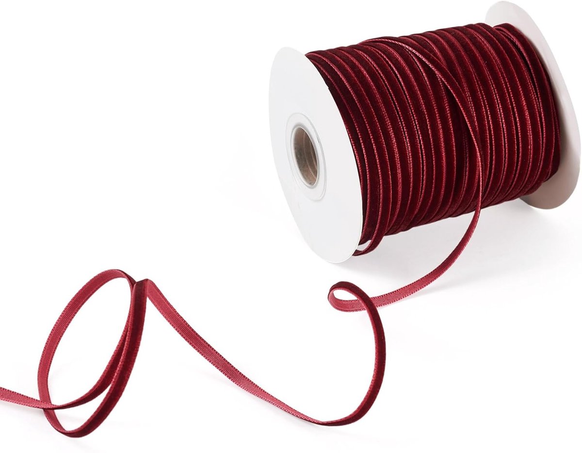 50 Yards 3 mm plat enkelzijdig fluwelen lint donkerrood kerst fluwelen lint voor cadeauverpakking verpakking haarspeldjes naaien