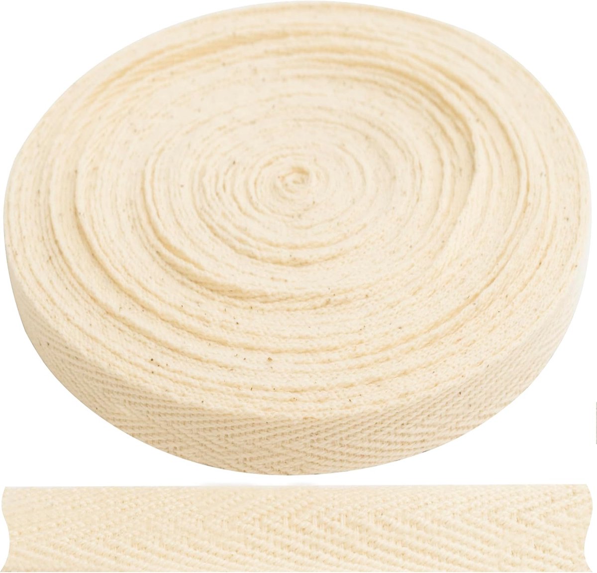 - Chevron geweven lint 10 meter x 10 mm - van katoen - kleur beige - voor diverse decoratieve naai projecten creatieve stoffen