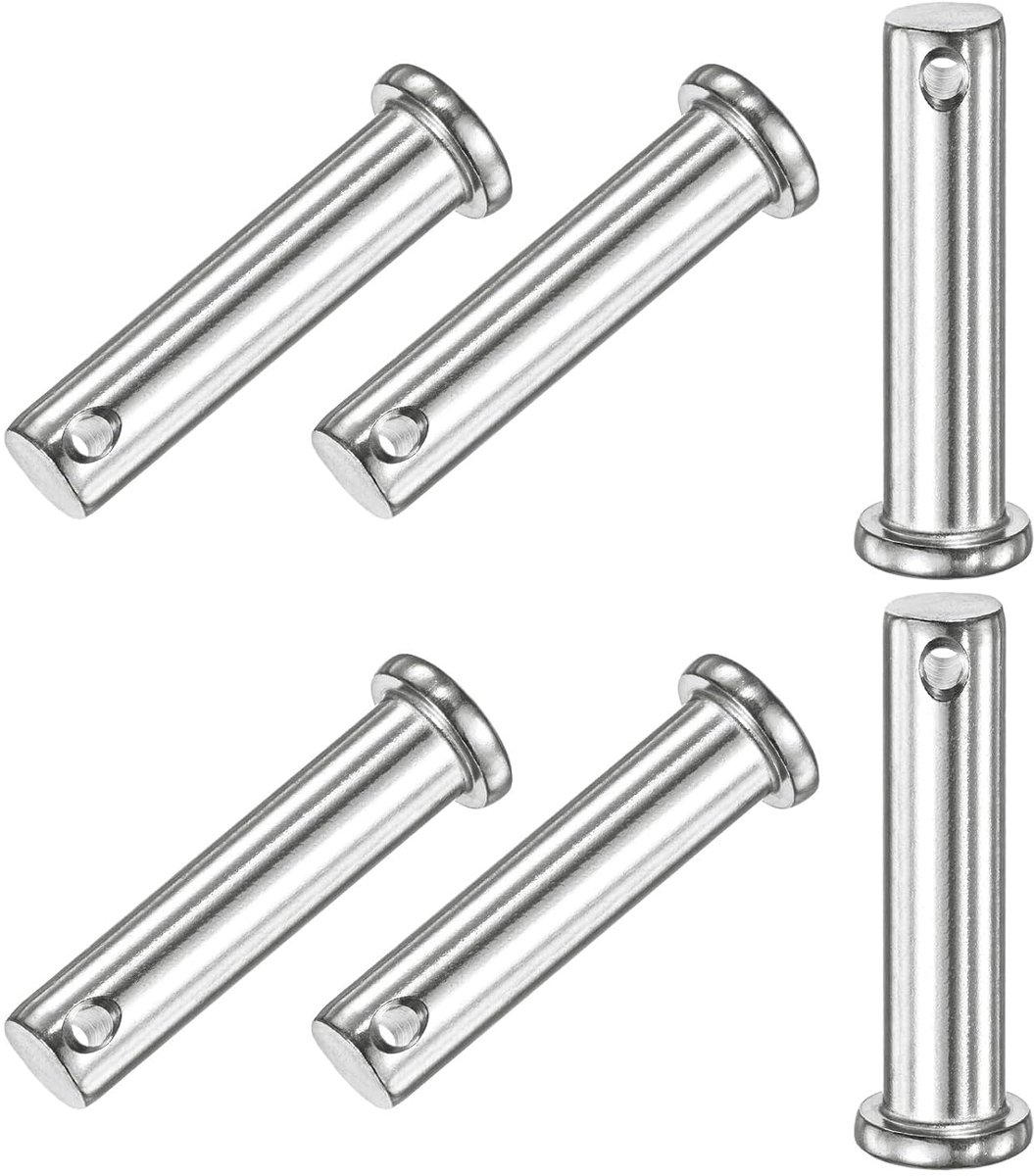 METERXITY Set van 6 inoogstiften, M10 x 45 mm, plat oog, roestvrij staal 304/vrachtwagen/grasmaaier, verbindingsscharnier, herbruikbaar