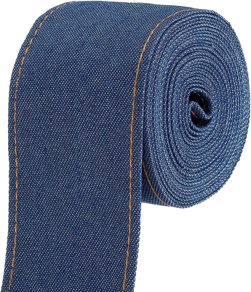 2 inch denim lint, totale 3,3 meter gelaagdheid Jean stof ambachtelijke pure kleur strip voor strik doe-het-zelf maken haarclip kledingstuk naaien decoraties, donkerblauw