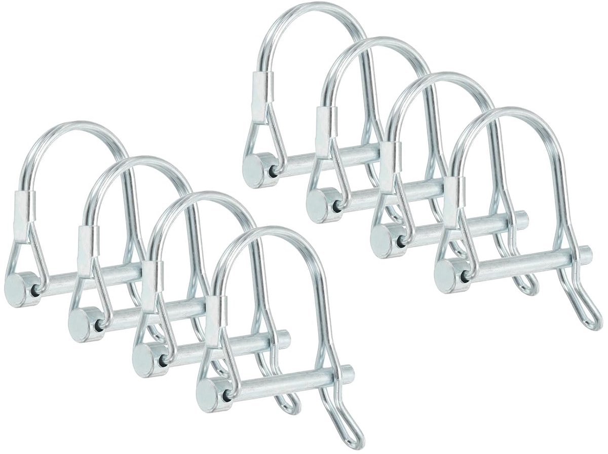 Koppelingsbouten voor aanhanger, 3/16 inch x 1-9/16 inch, 8 stuks, D-vormige bouten met draad voor het vergrendelen van de as, ronde bouten voor aanhanger, gazon, boot, zilver (5 x 40 mm)
