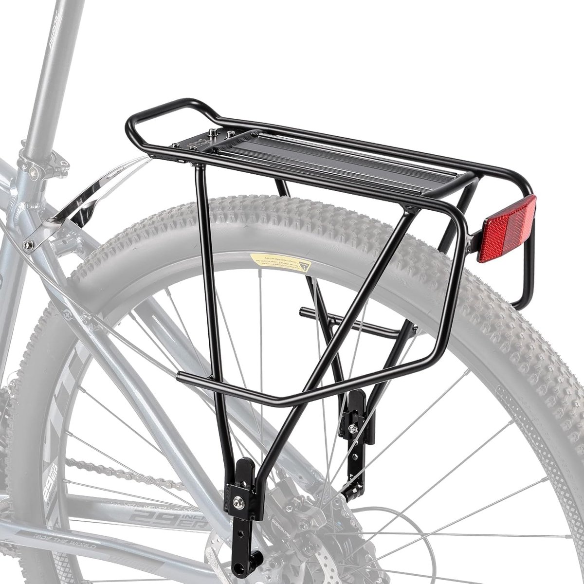 bagagedrager, fietsbagagedrager met zijrails voor zadeltassen, lichtgewicht aluminium bagagedrager achter voor 26-29 inch, 27 kg draagvermogen