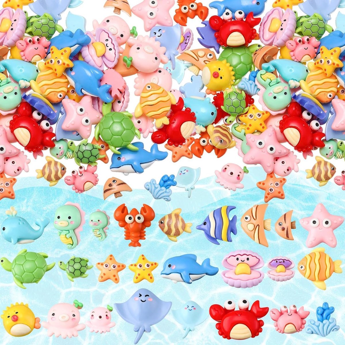 50 stuks minifiguren oceaan, miniatuur zeedieren, zeedieren, miniatuurdecoratie, voor doe-het-zelf micro landschap, aquarium, tuin, poppenhuis, decoratie