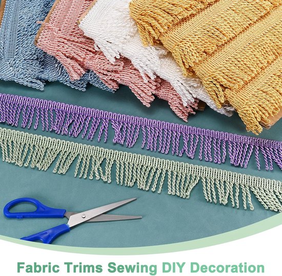 METERXITY 10 meter gordijn franjes franjes trim, 5,6 cm breed polyester franje boho kant naaien franje trimmen kwastje franje trim voor tassen/doe-het-zelf decoratie/rok/bank/kleding [goud] — afbeelding 3