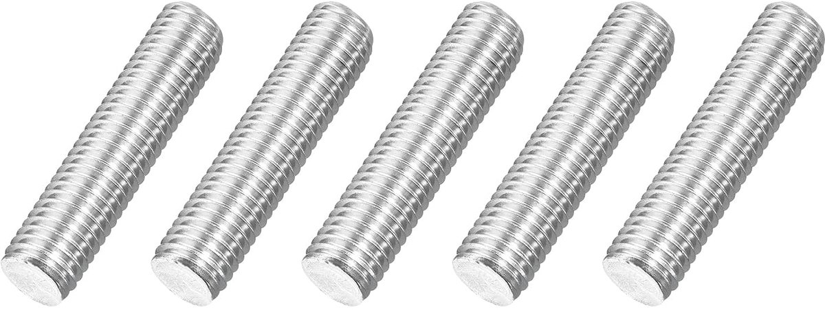 M14 x 60 mm stang met volledige schroefdraad, 5 stuks 316 roestvrij staal, lange schroefdraadschroef 2 mm schroefdraadhelling rechtse schroefdraad voor meubelmontage en bevestiging