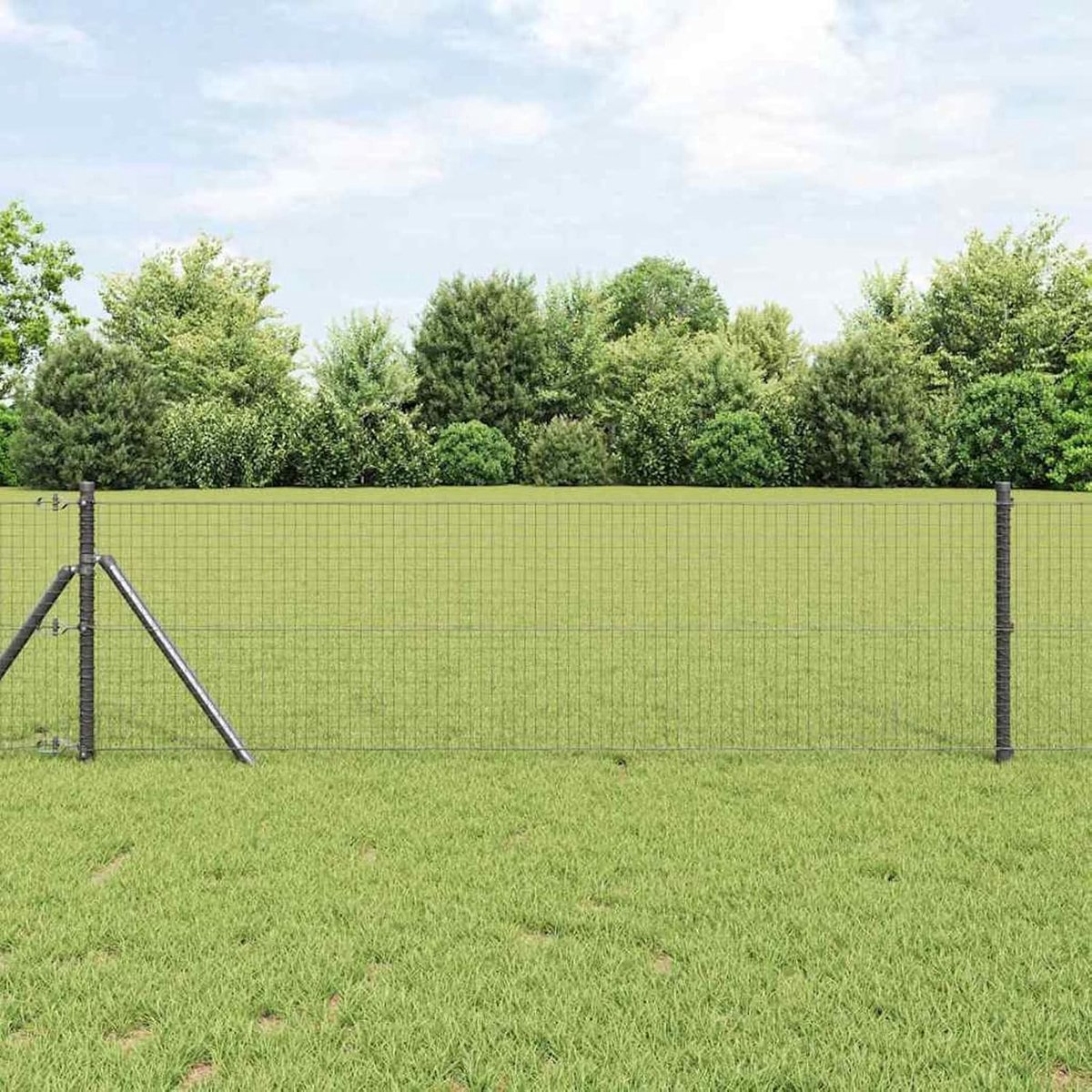 Gelaste draadomheining grijs 0,4 x 25 m staal, hekstangen gaashek draadomheining tuinhek voor binnenplaats kippenhok weidehek 42005200
